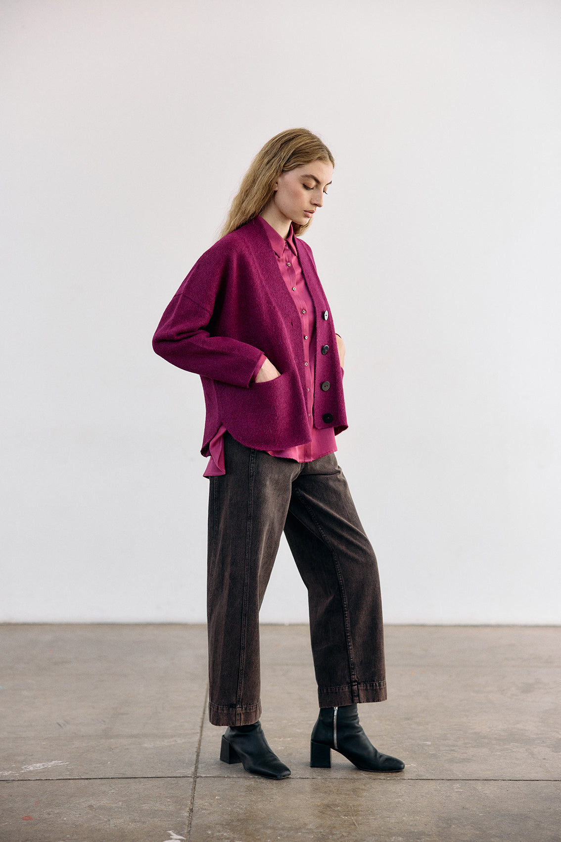 Felted Alpaca Cardigan - Buganvilia
