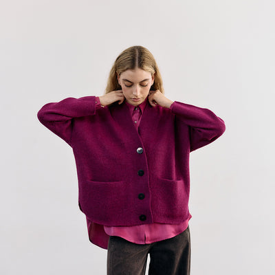 Cárdigan Felted Alpaca - Buganvilia