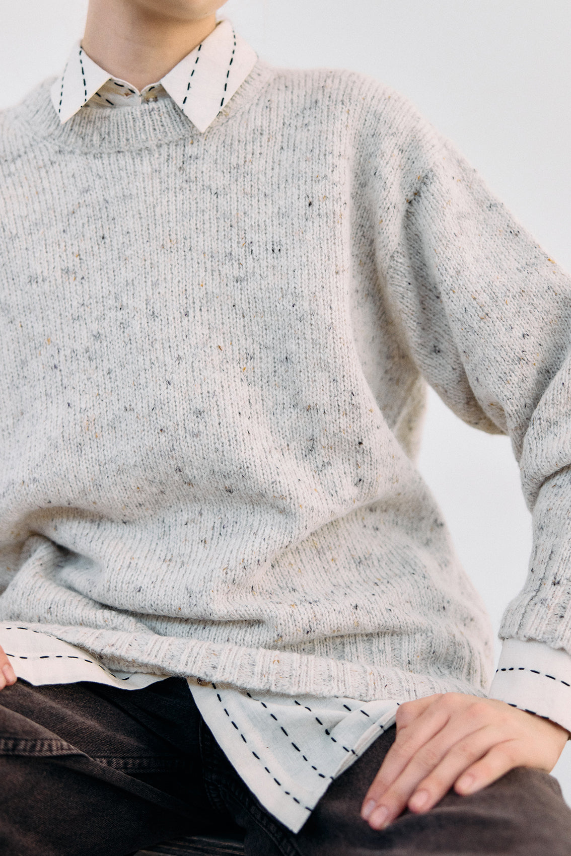 Oversized Alpaca/Mohair Cloud Sweater - Crudo
