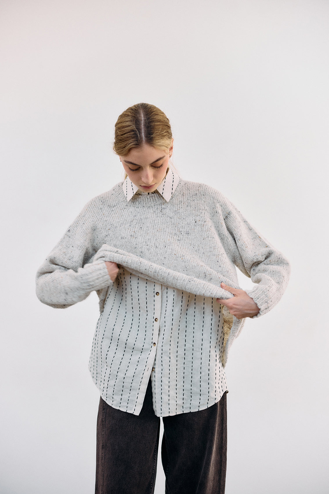 Oversized Alpaca/Mohair Cloud Sweater - Crudo