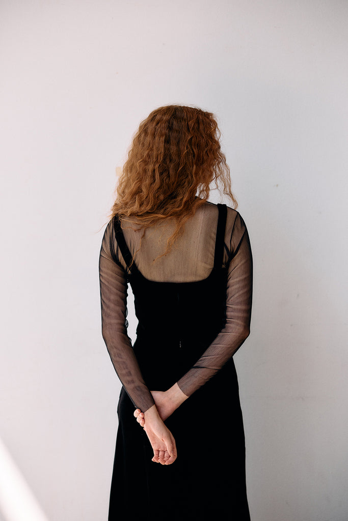 Silk Velvet Square Neck Top - Ónix