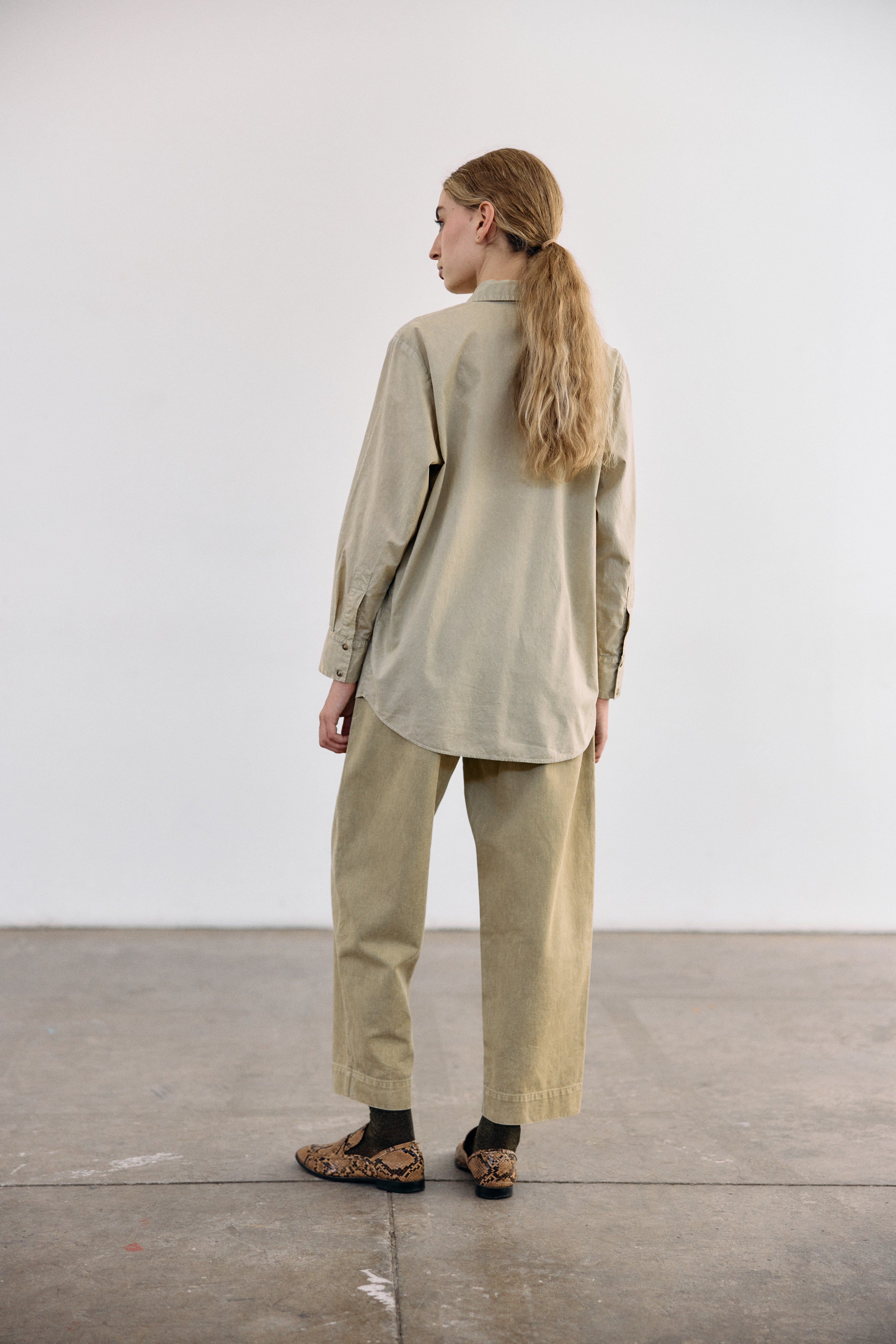 Washed Pima Cotton Button-Down Shirt - Salvia