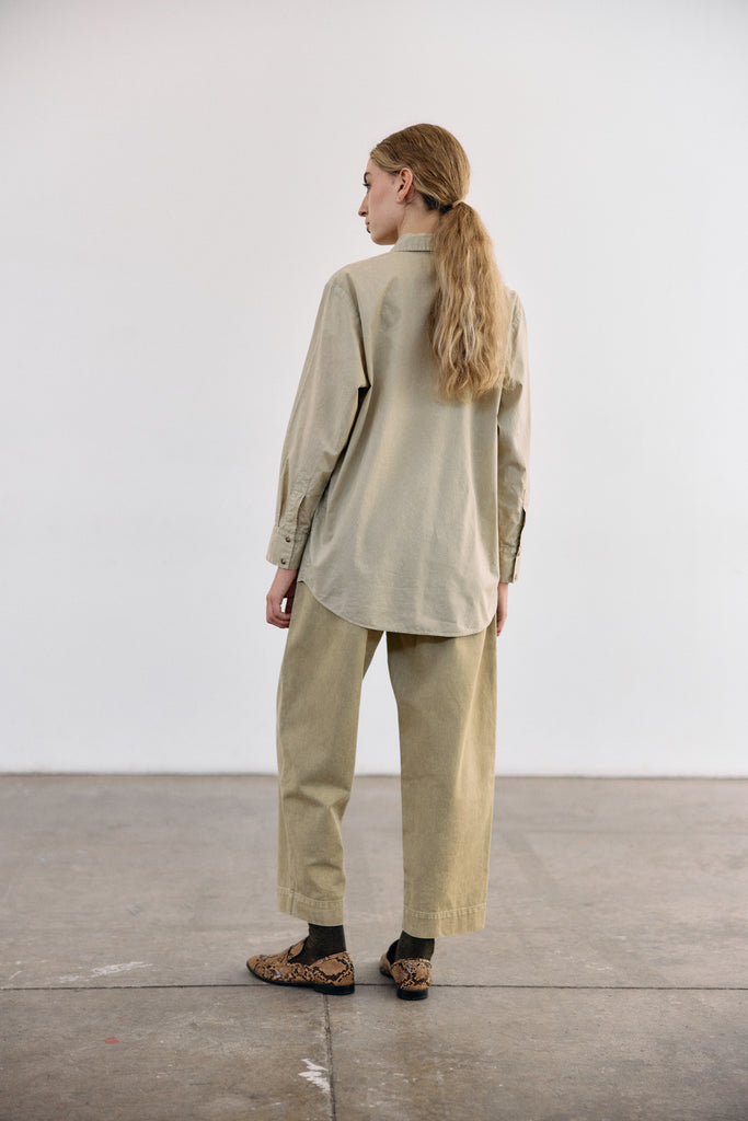 Blusa Camisera Washed Algodón Pima - Salvia