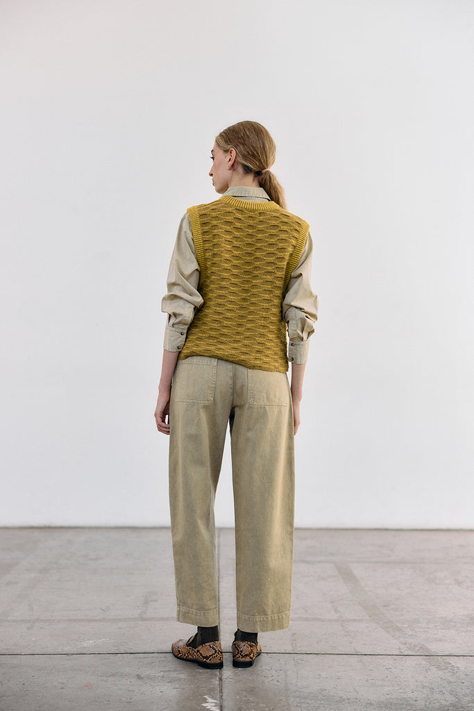 Textured Alpaca Knit Sweater Vest - Ocre