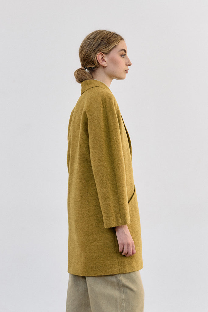 Short Baby Alpaca Coat - Ocre