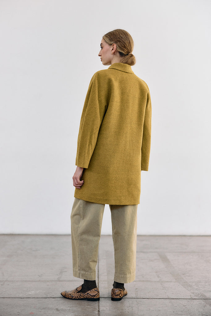 Short Baby Alpaca Coat - Ocre