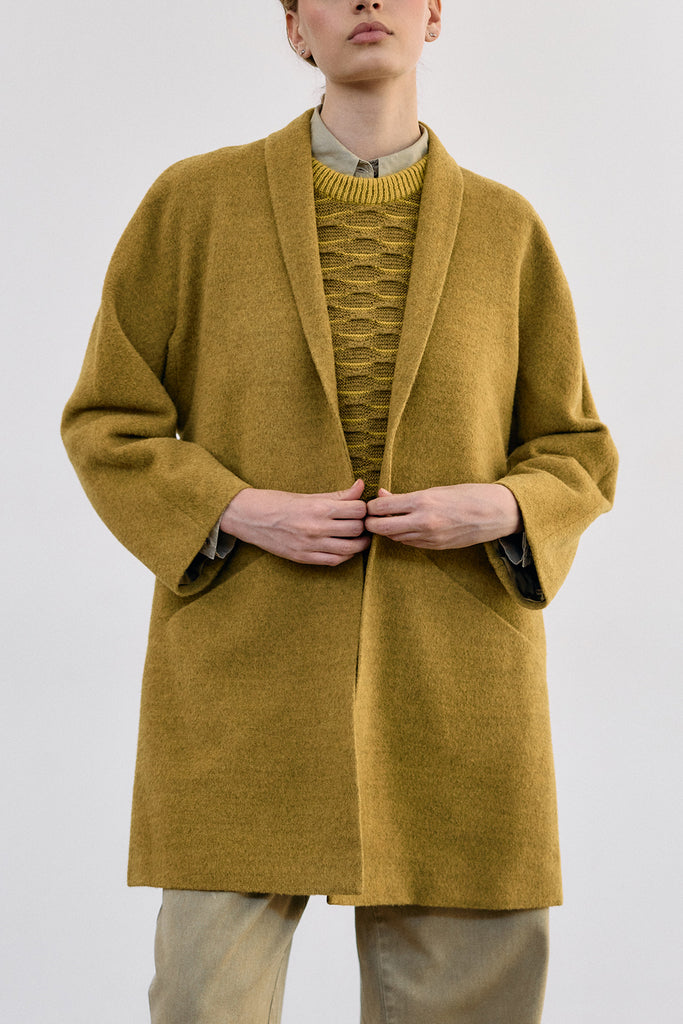 Short Baby Alpaca Coat - Ocre