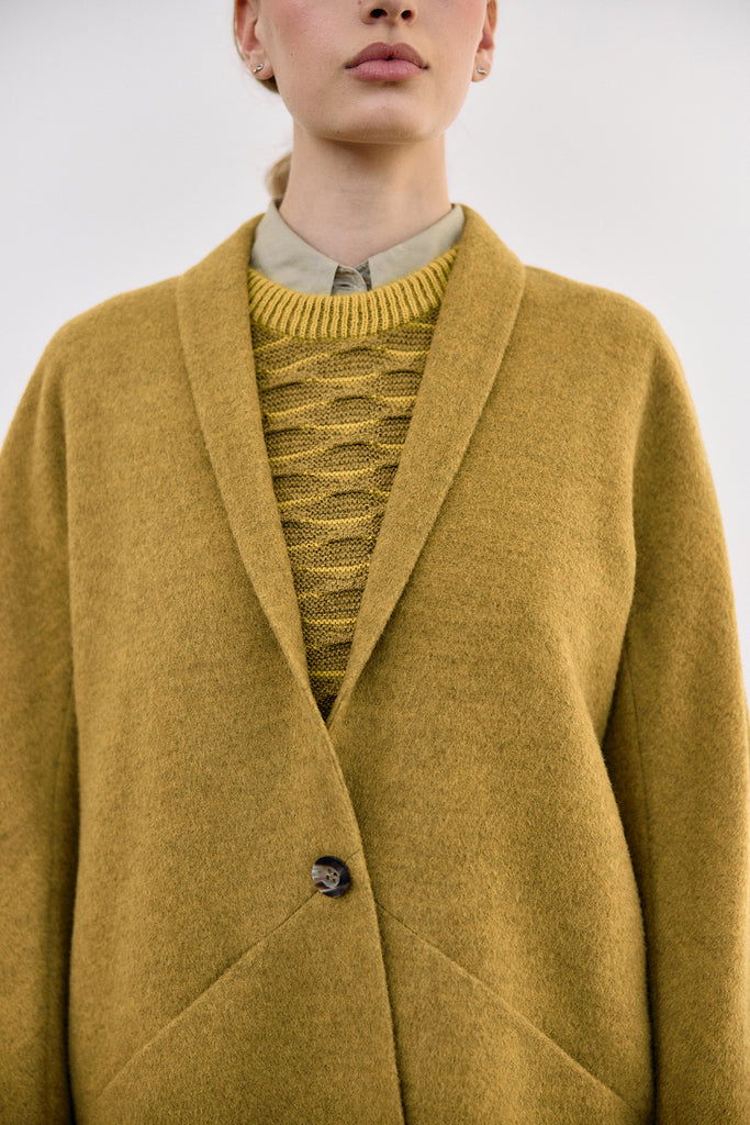 Short Baby Alpaca Coat - Ocre