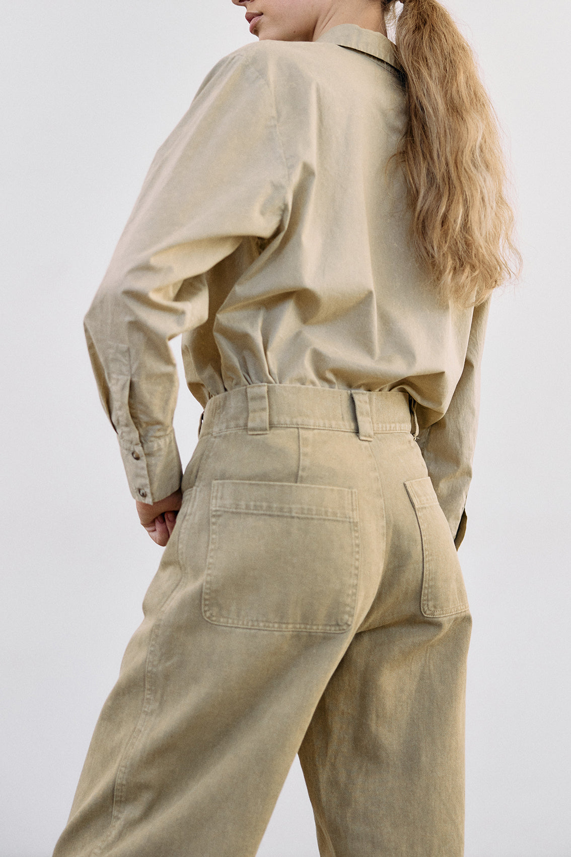 Washed Cotton Gabardine Utility Pant - Salvia
