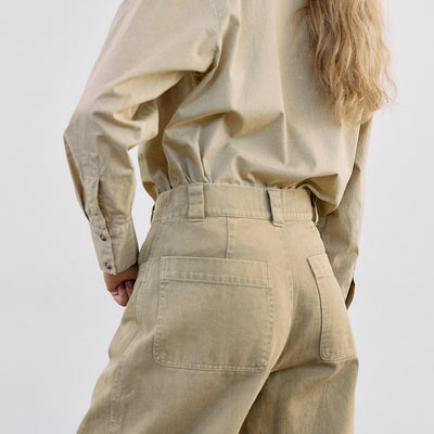 Washed Cotton Gabardine Utility Pant - Salvia