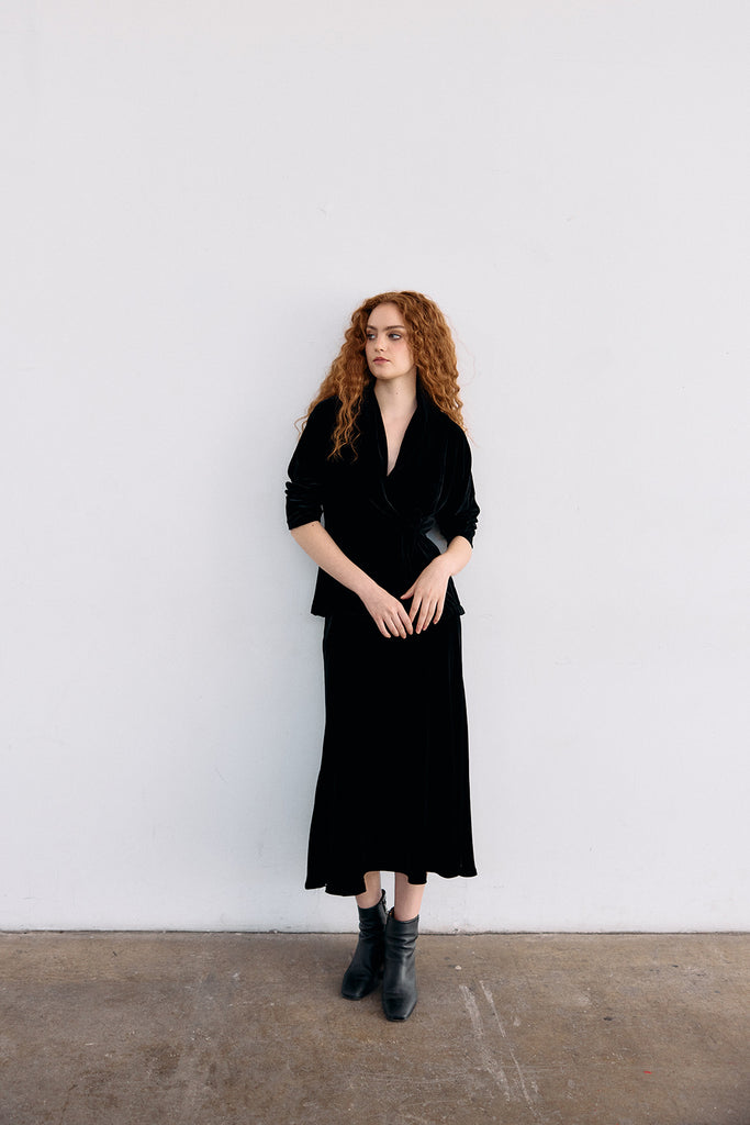 Chaqueta Cruzada Terciopelo - Ónix