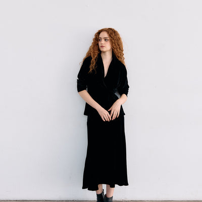 Chaqueta Cruzada Terciopelo - Ónix