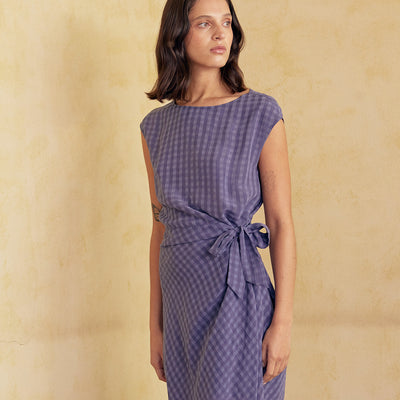 Vestido Pareo Cuadrillé Lyocell - Arándano