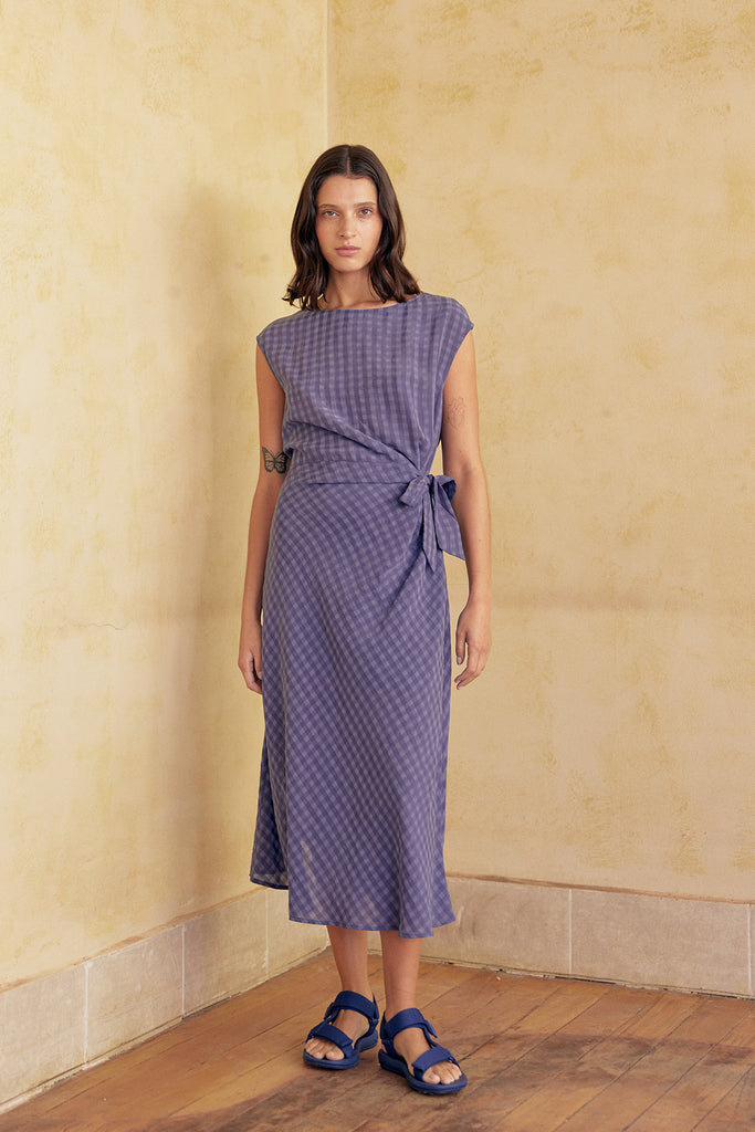 Vestido Pareo Cuadrillé Lyocell - Arándano