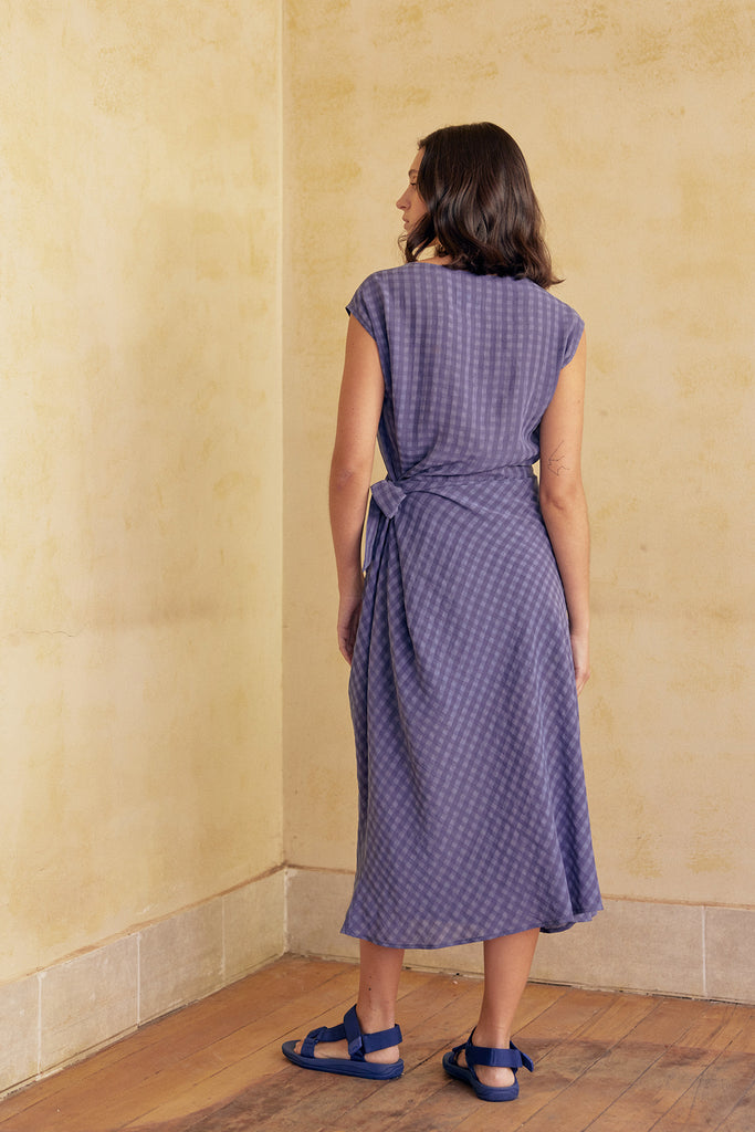 Vestido Pareo Cuadrillé Lyocell - Arándano