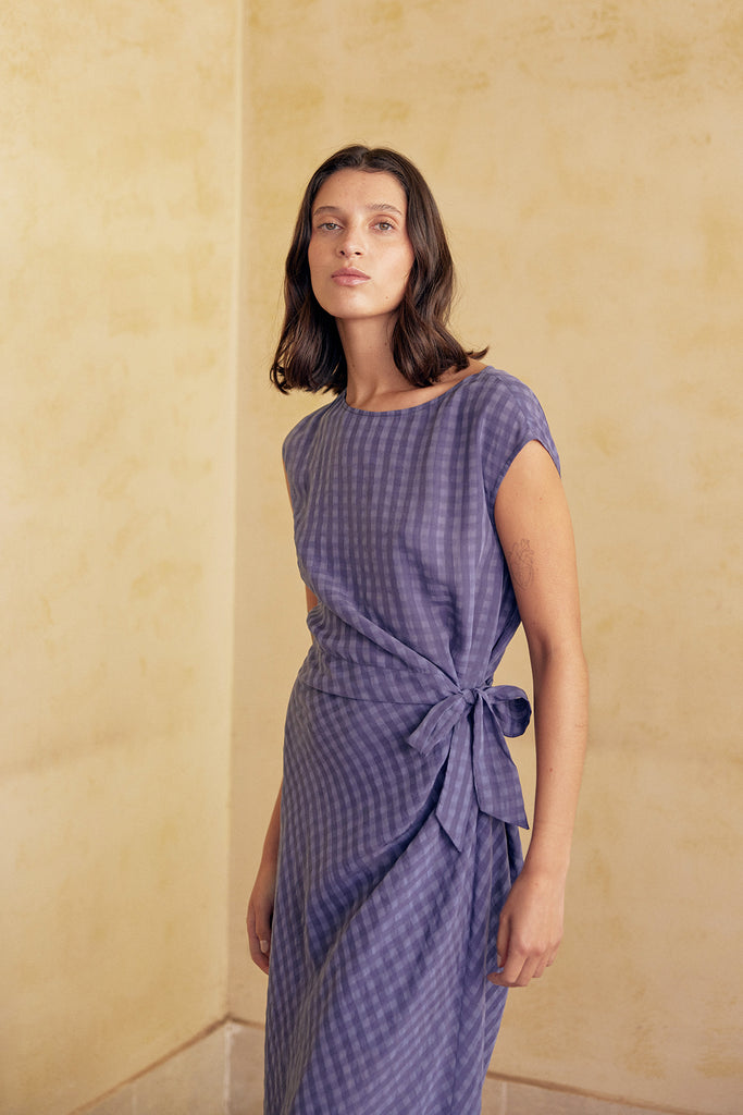 Vestido Pareo Cuadrillé Lyocell - Arándano