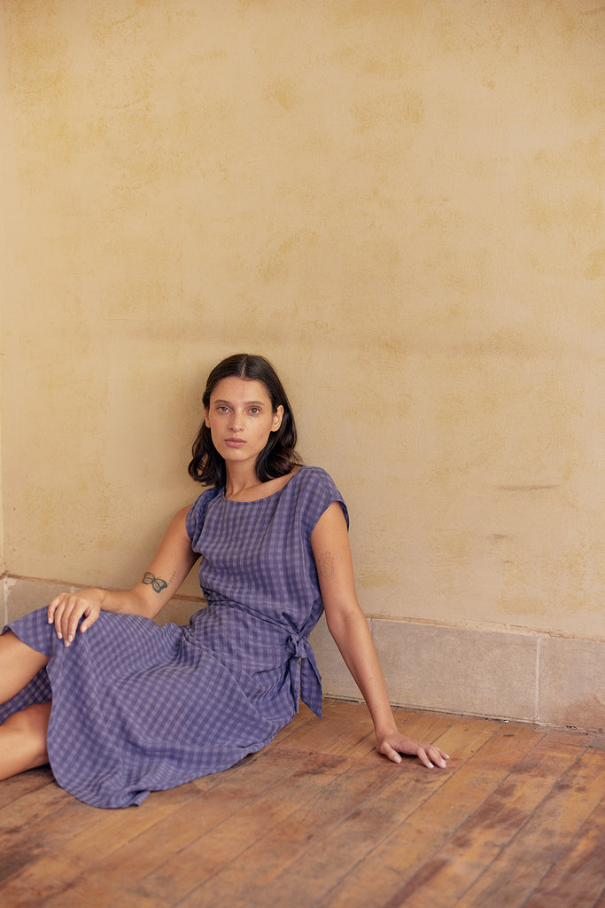 Vestido Pareo Cuadrillé Lyocell - Arándano