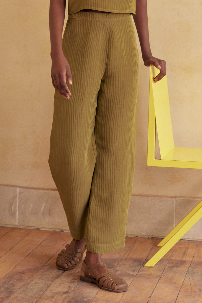 Textured Pant Silk-Linen - Ocre