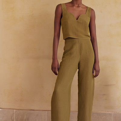 Textured Pant Silk-Linen - Ocre