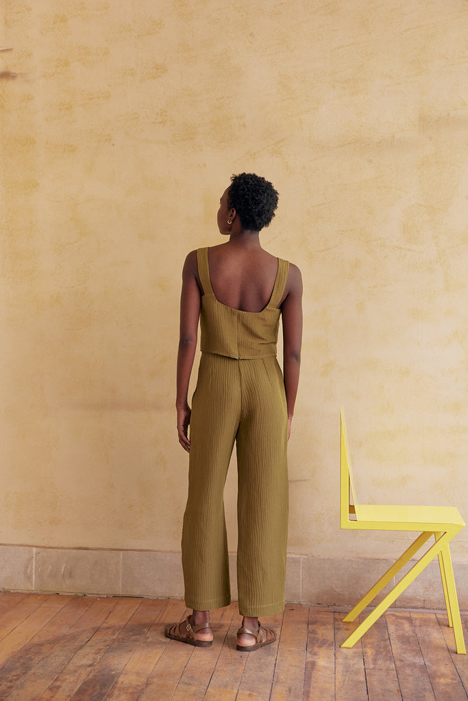 Textured Pant Silk-Linen - Ocre