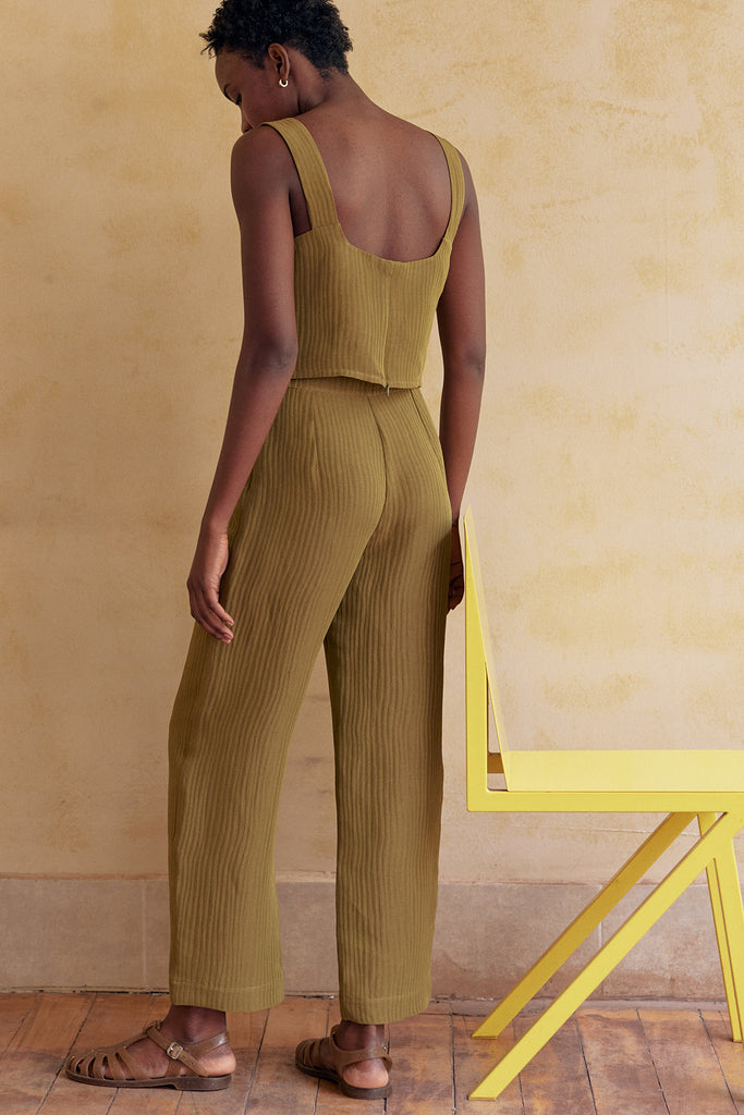 Textured Pant Silk-Linen - Ocre