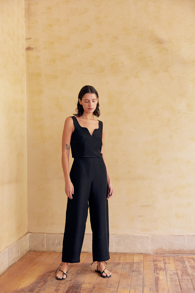Textured Pant Silk-Linen - Ónix