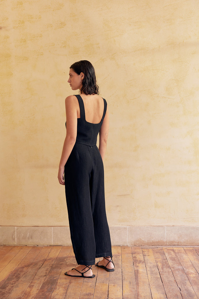 Textured Pant Silk-Linen - Ónix