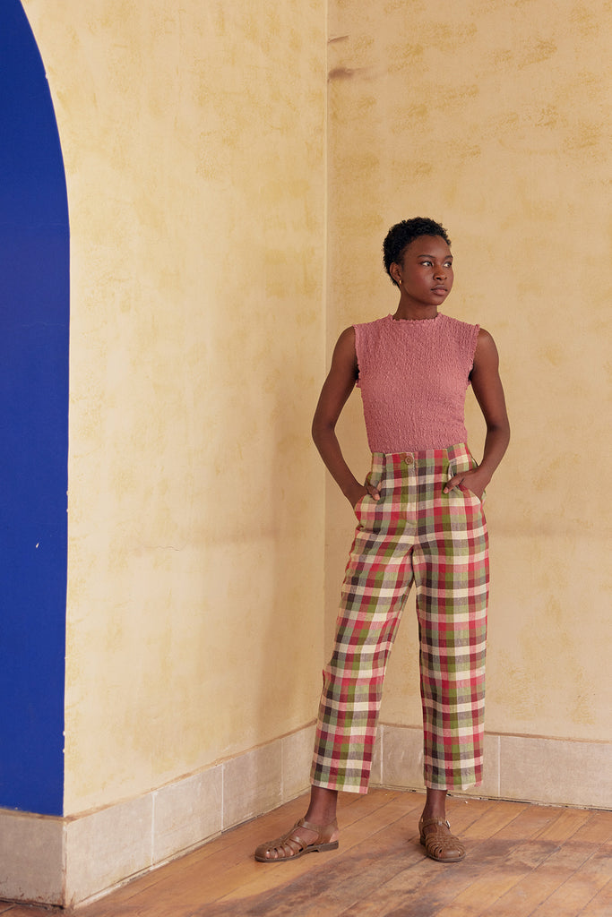 Easy Pant Washed Linen - Cuadrillé