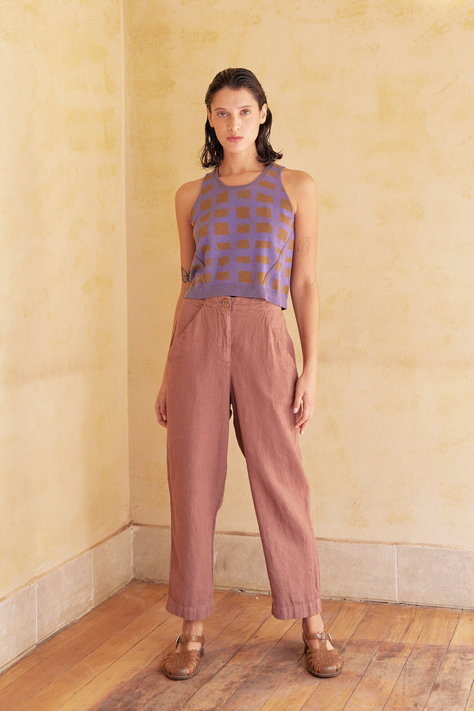 Pantalón Cintura Elasticada de Lino Washed - Rosé