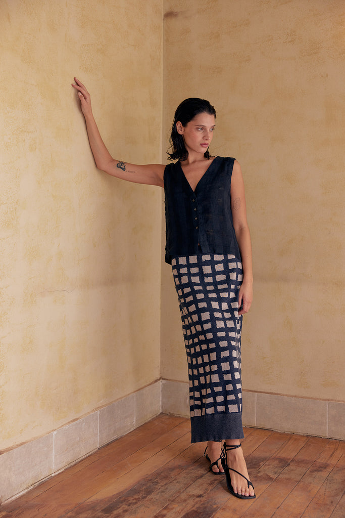 Top Vest de Lino Washed - Ónix