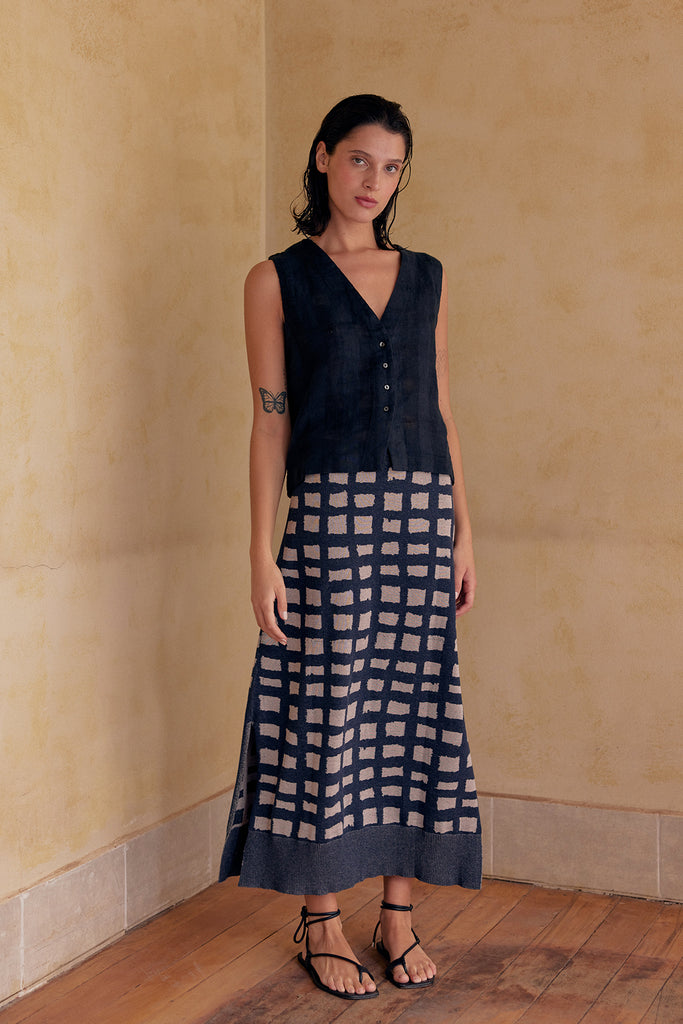Top Vest de Lino Washed - Ónix