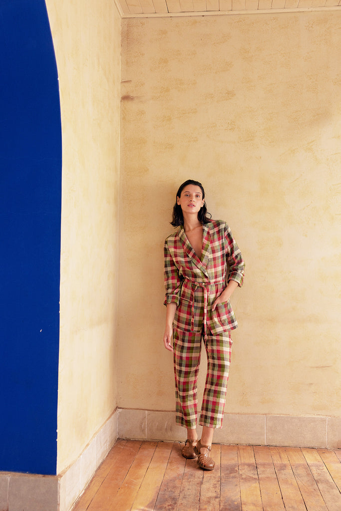 Easy Pant Washed Linen - Cuadrillé