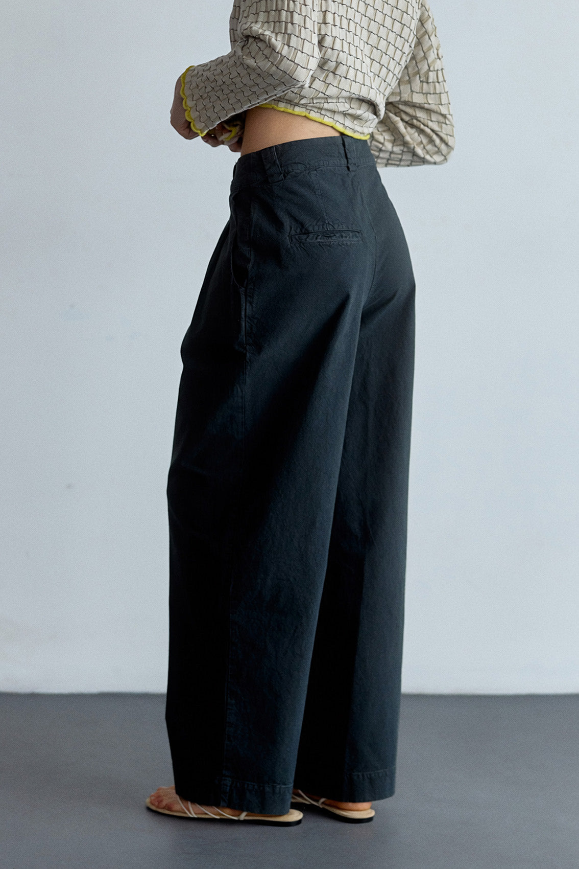 Pantalón Pinzado Algodón Rugoso - Pizarra