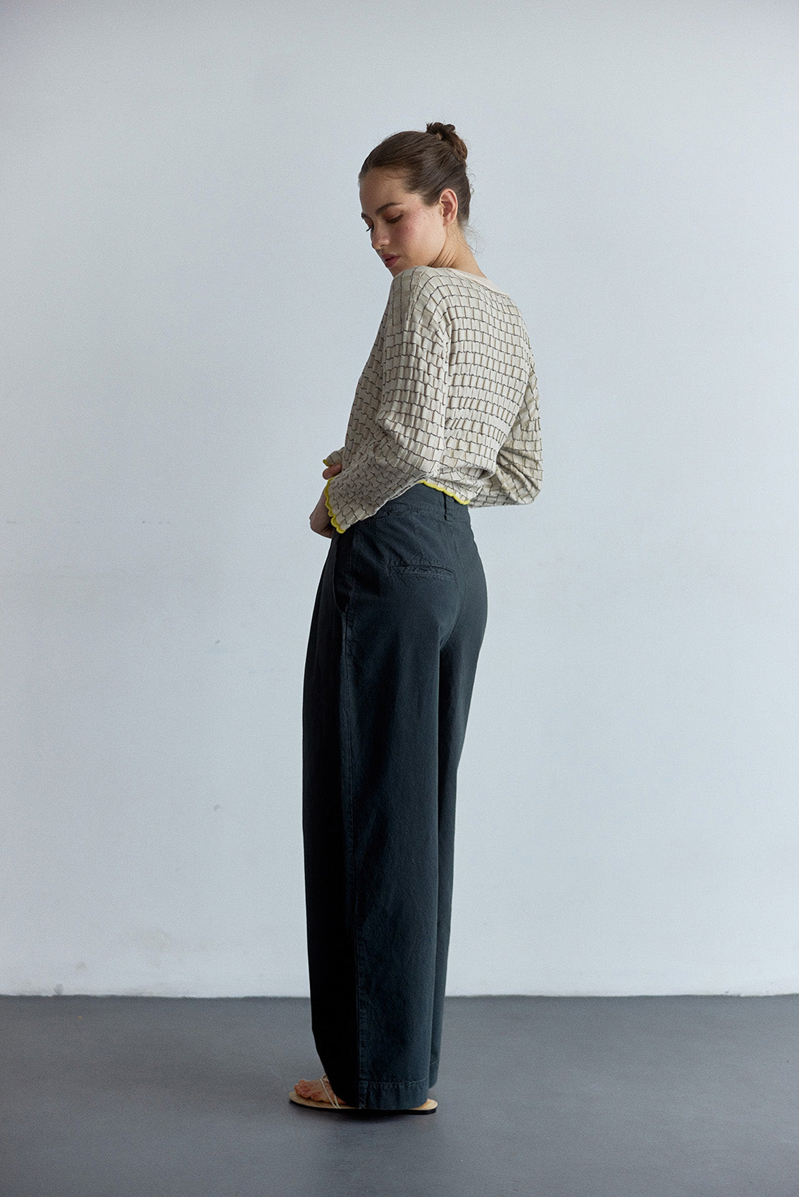 Pantalón Pinzado Algodón Rugoso - Pizarra