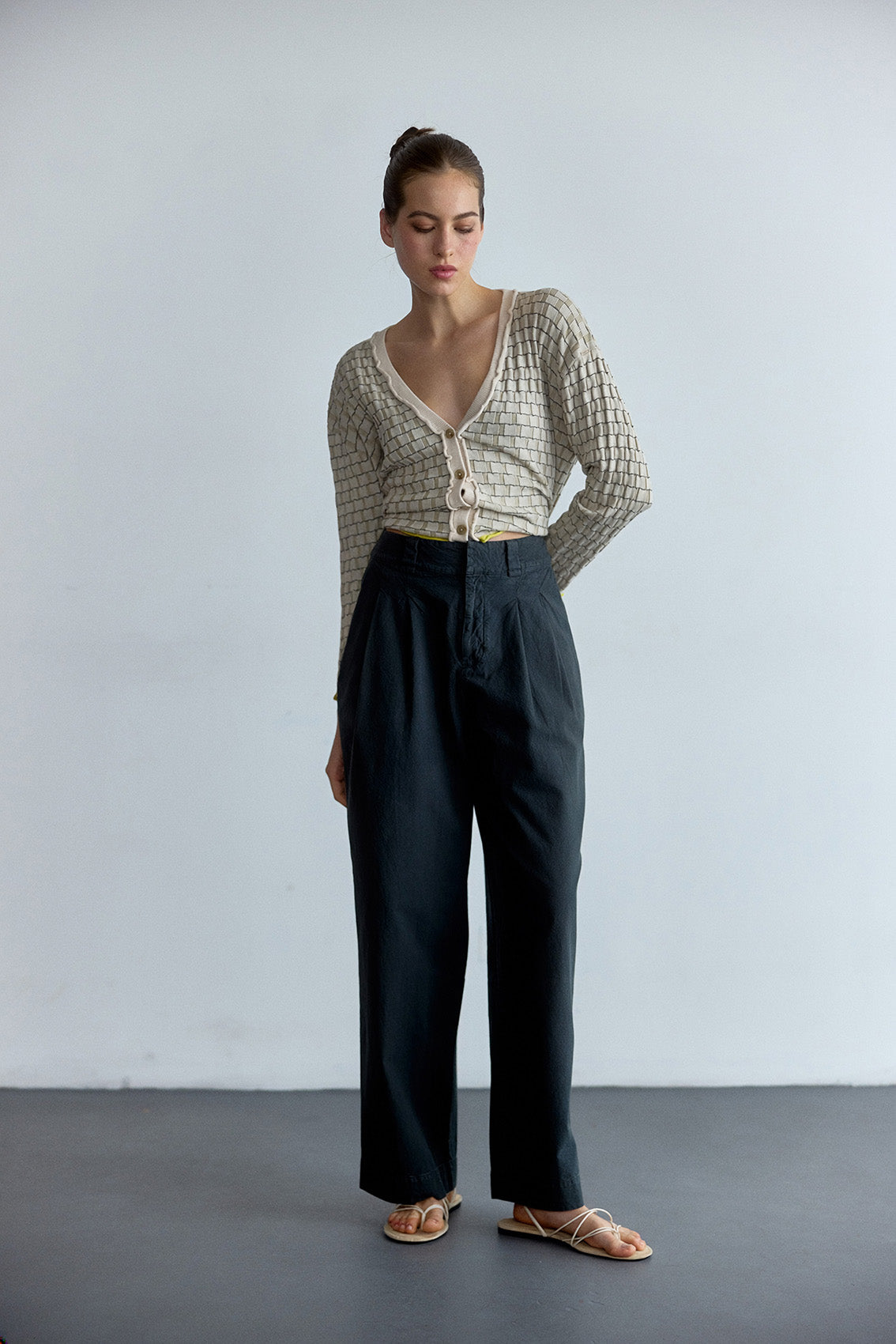 Pantalón Pinzado Algodón Rugoso - Pizarra