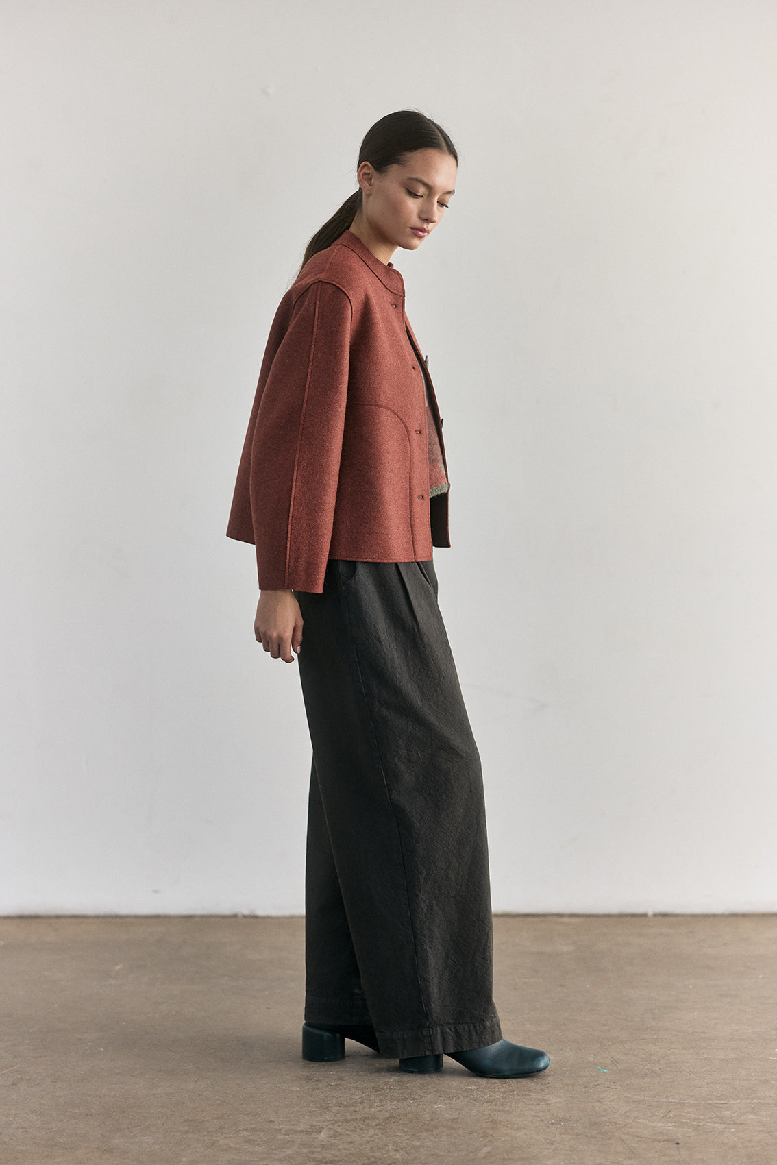 Chaqueta Corta Alpaca/Lana Felted - Teja