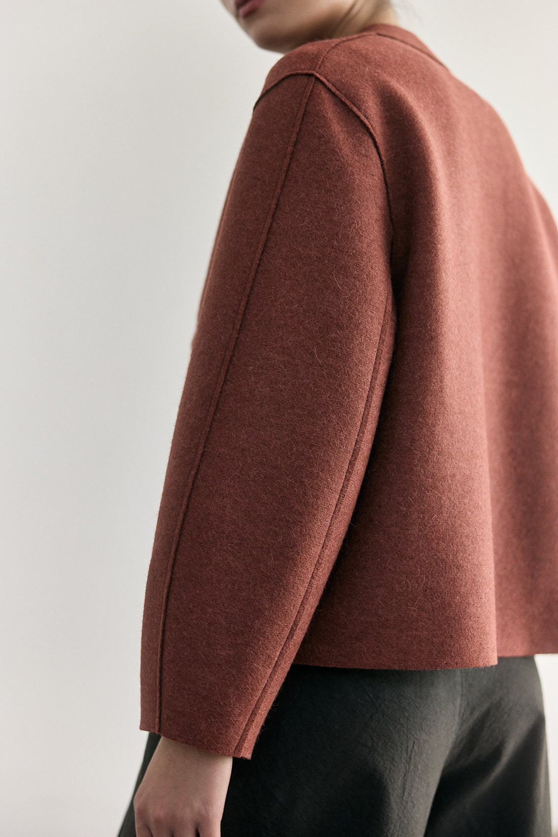 Chaqueta Corta Alpaca/Lana Felted - Teja