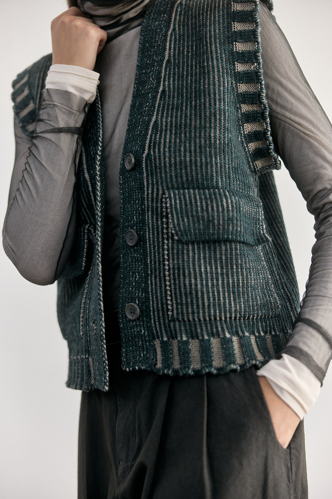 Vest Barrado Lana Merino