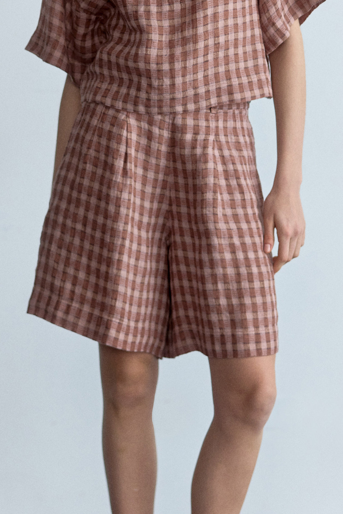 Short Lino Gingham - Arcilla