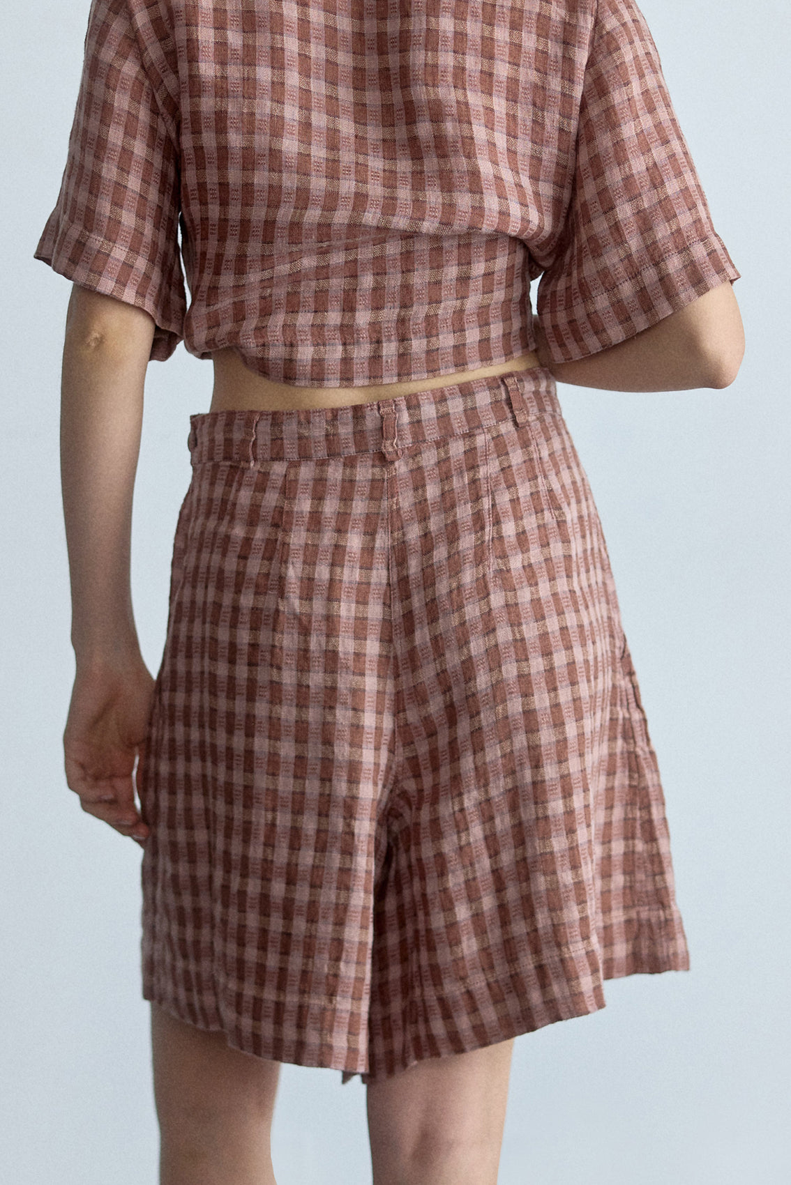 Short Lino Gingham - Arcilla