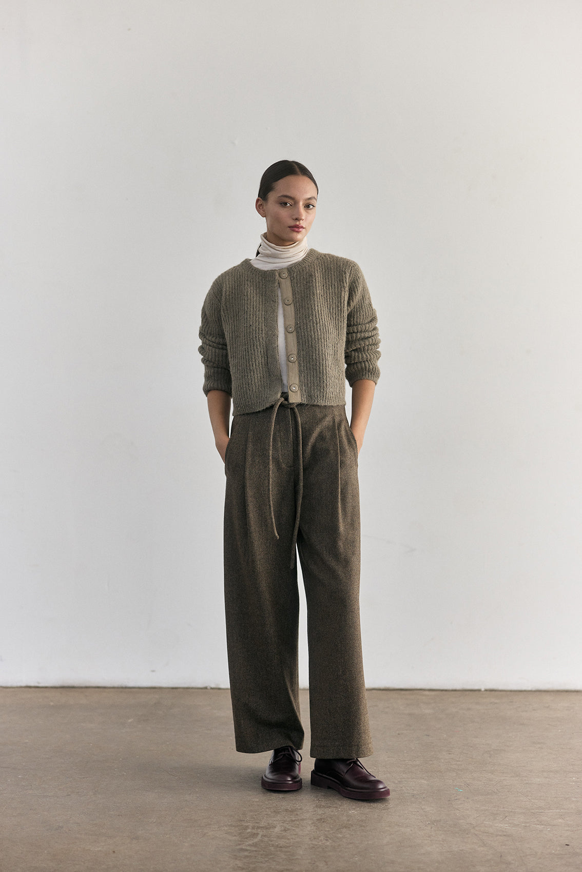 Cárdigan Corto Alpaca/Mohair - Musgo