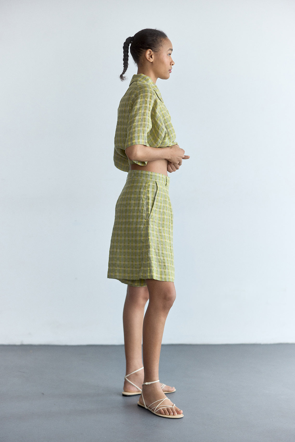 Short Lino Gingham - Musgo