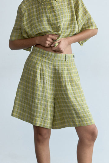Short Lino Gingham - Musgo