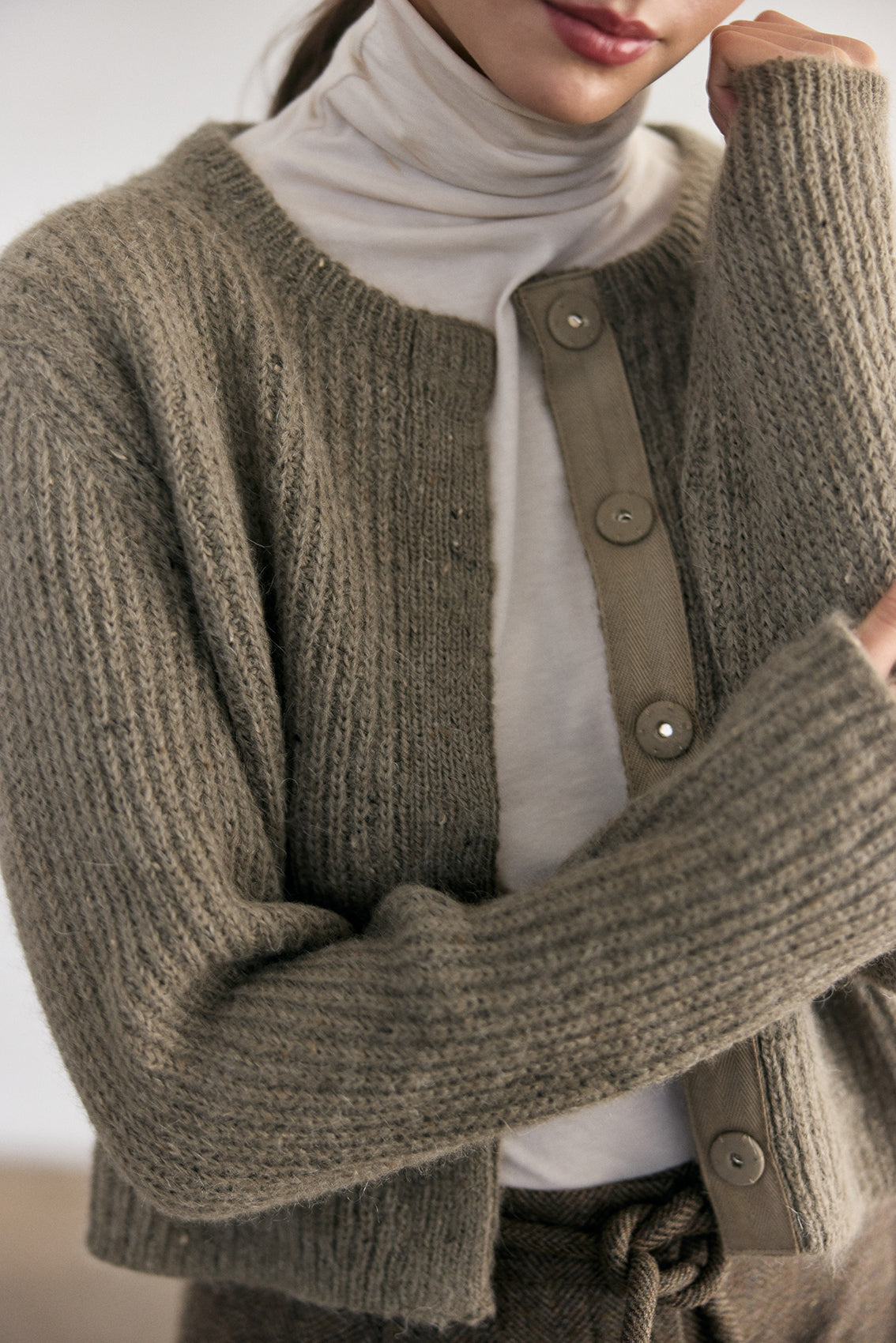 Cárdigan Corto Alpaca/Mohair - Musgo