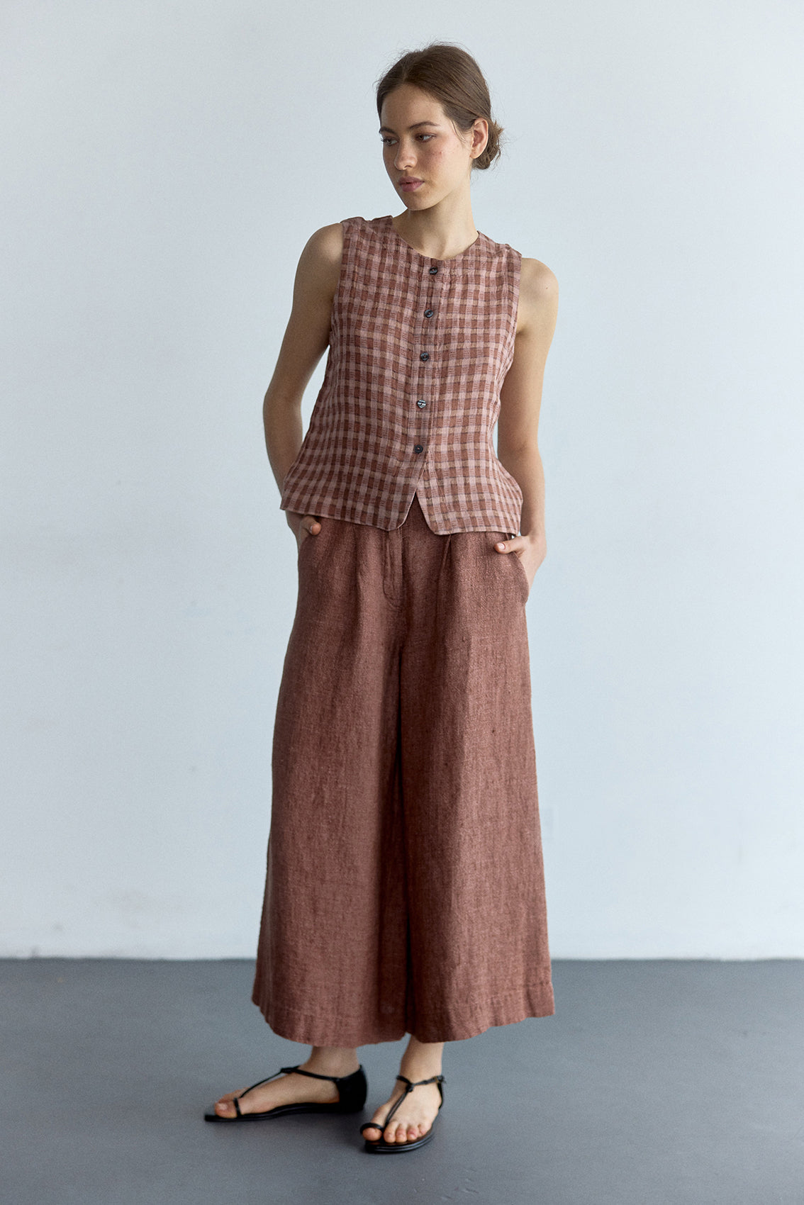 Pantalón Ancho Lino - Arcilla
