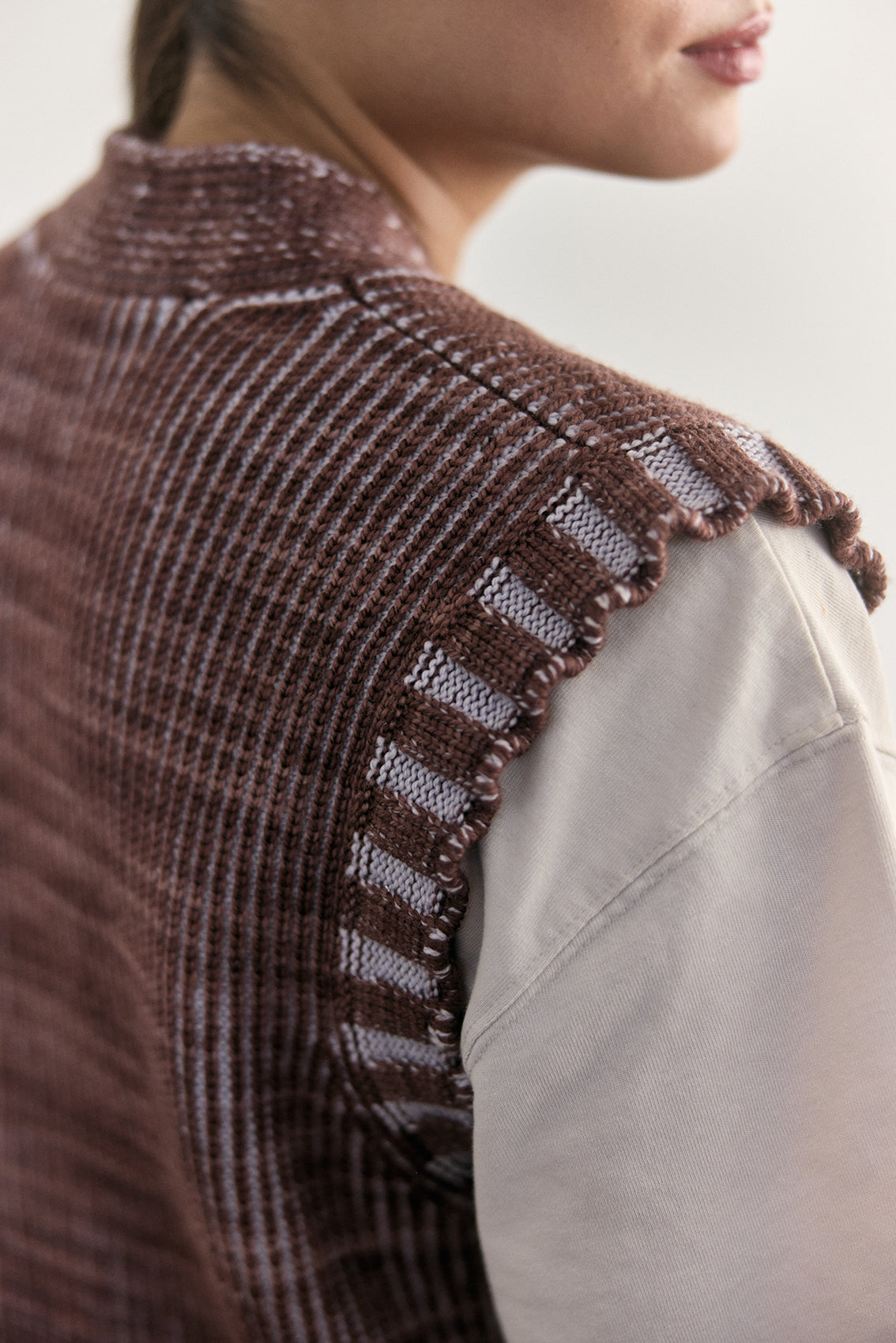 Vest Barrado Lana Merino - Arcilla