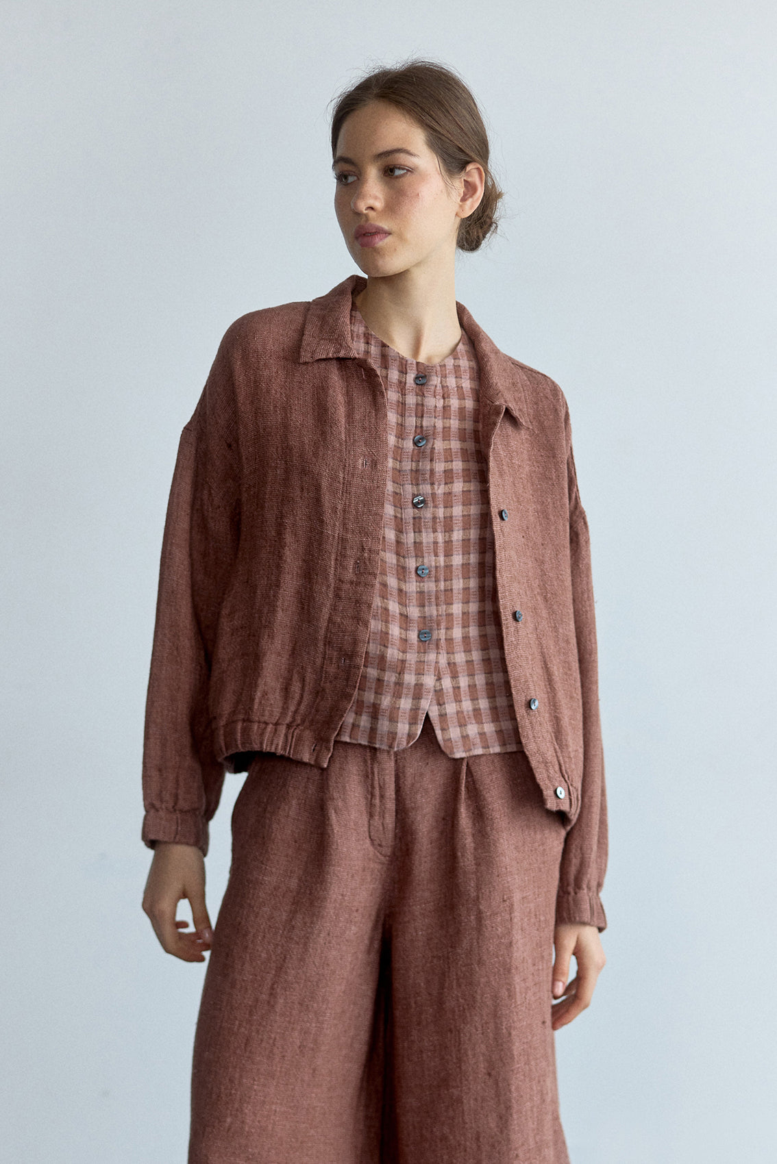 Chaqueta Bomber Lino - Arcilla