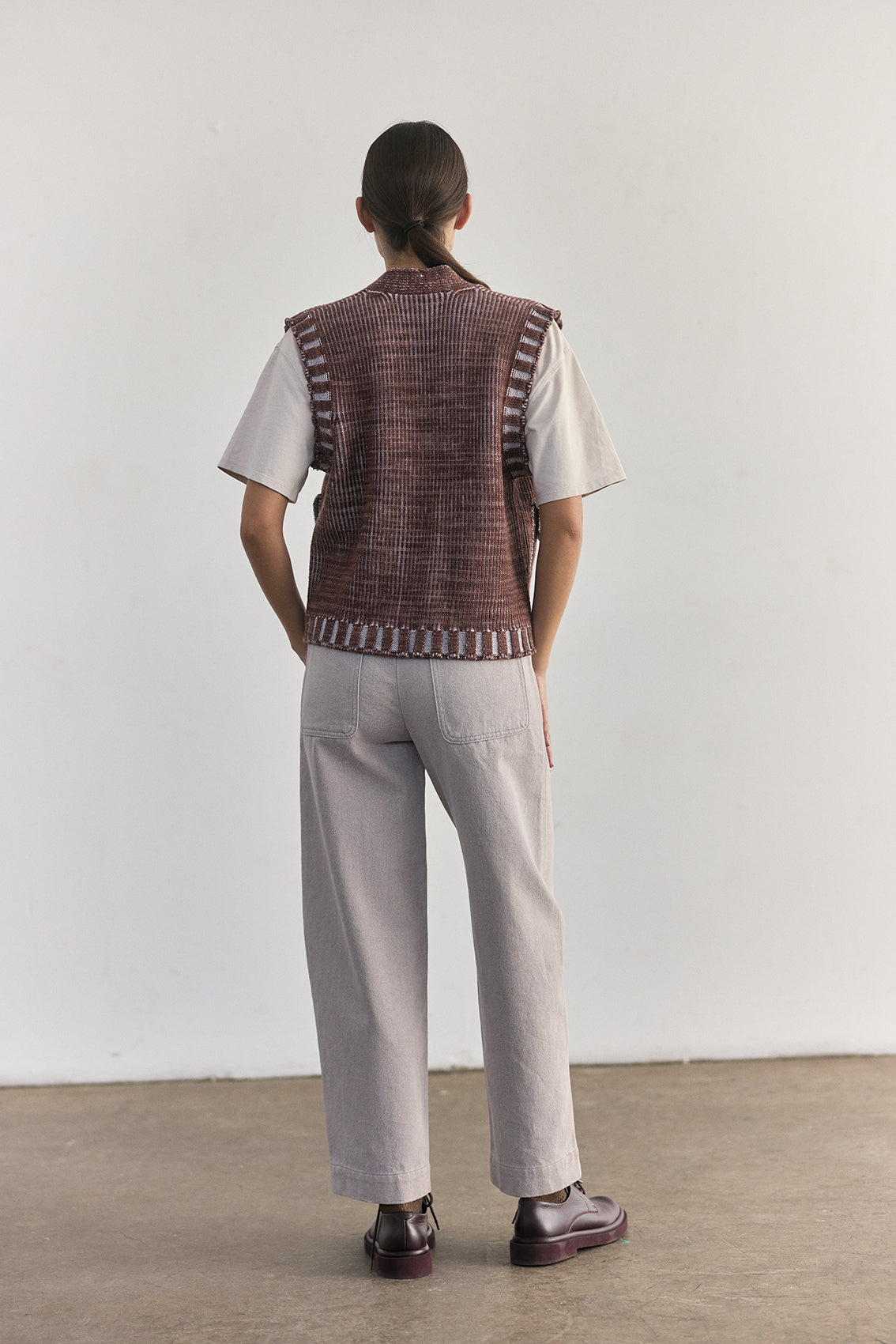 Vest Barrado Lana Merino - Arcilla