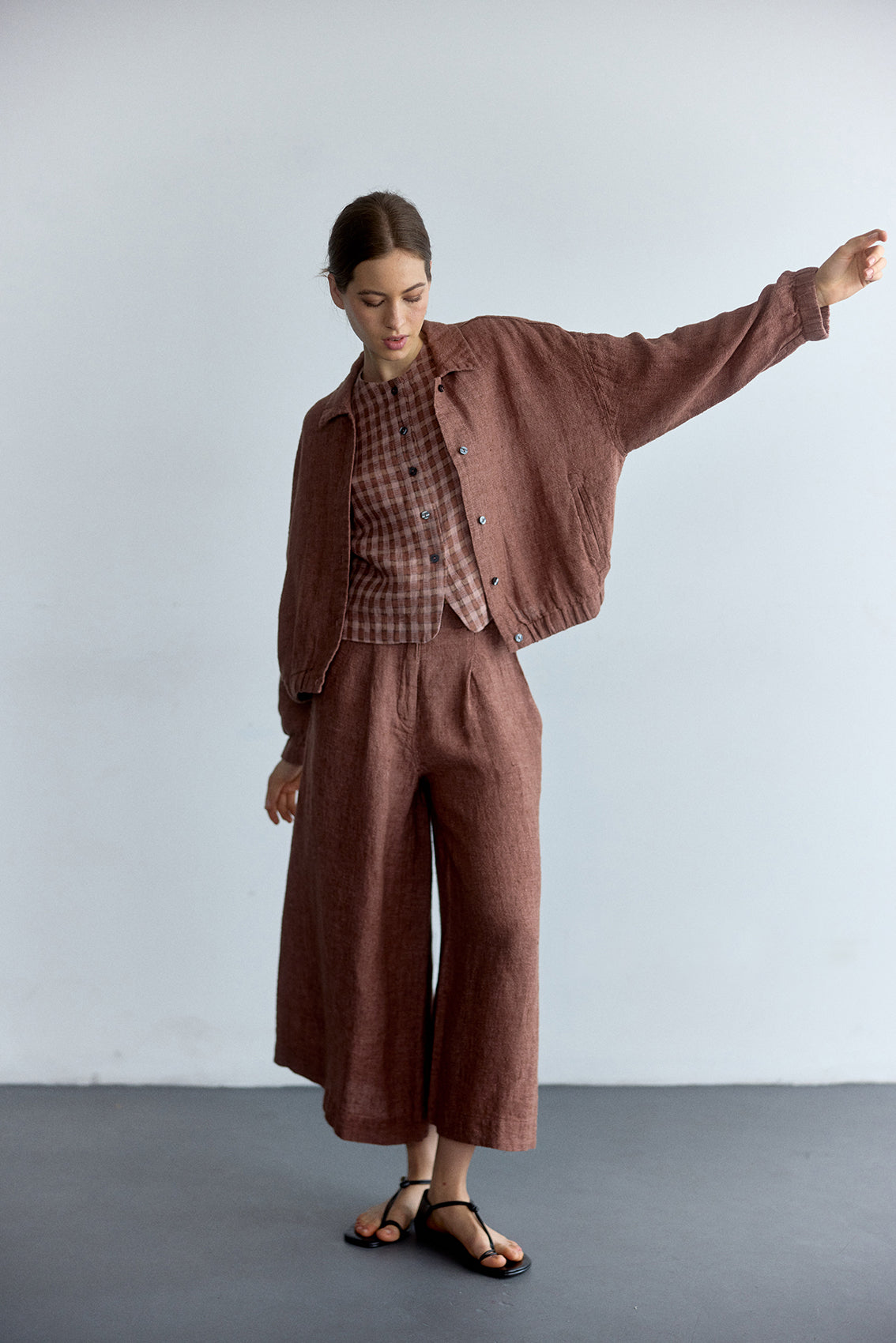 Pantalón Ancho Lino - Arcilla