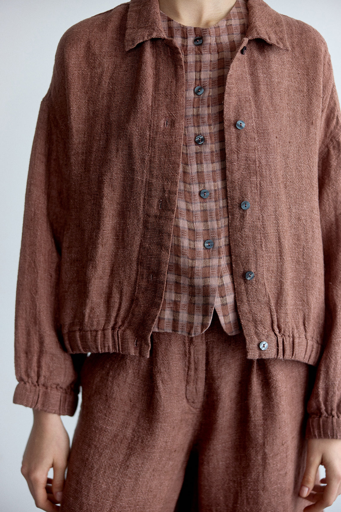 Chaqueta Bomber Lino - Arcilla